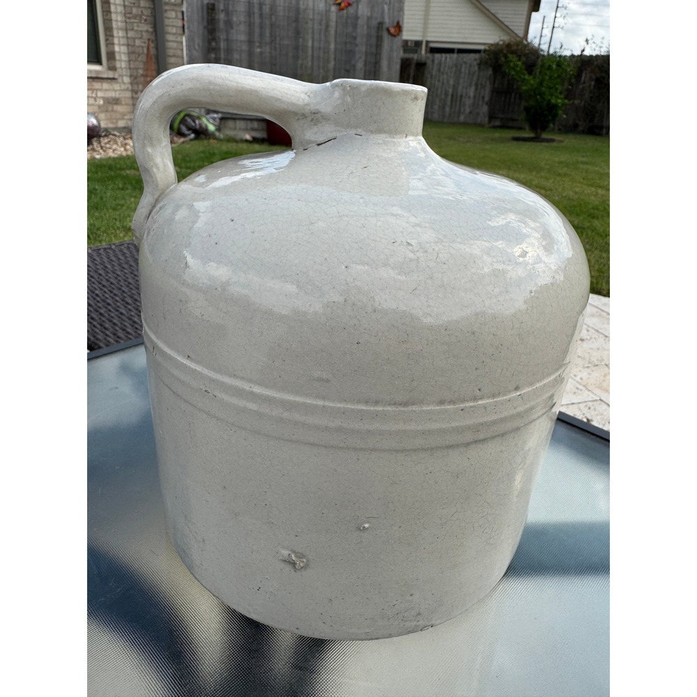 Antique Macomb Stoneware Co Illinois Salt Glaze Whiskey Jug Crock Cream 9in - Picture 2 of 11